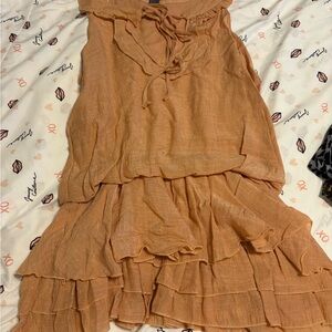 Elegant Peach Ruffled Tank top